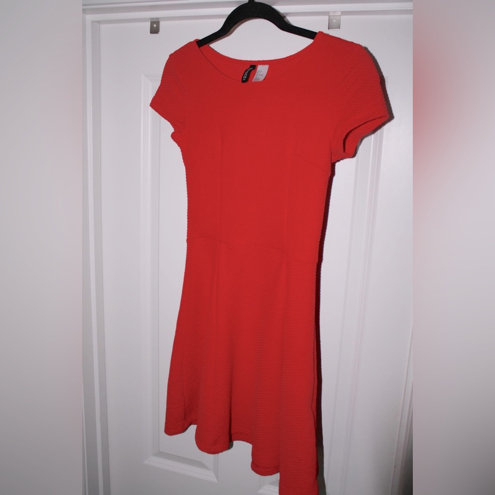 Red H&M Skater Mini Dress, Size 2